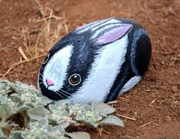 Rabbit Rock Paintings Made To Order Hand Painted Animal Etsy Painted Rock Animals Painted Rocks Rabbit Painting