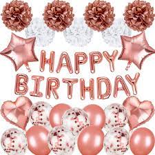 Check spelling or type a new query. Buy Rose Gold Birthday Decorations Party Supplies Rose Gold Happy Birthday Banner 7 Pom Poms Flowers 15 Birthday Balloons Girls Women Birthday Party Online In Turkey B07zgk2gs1