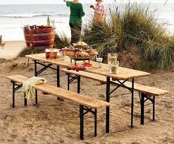 Outdoors European Biergarten Table And Bench Set Remodelista Garden Table Outdoor Dining Set Outdoor Dining