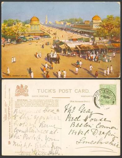 India 1905 Old Tuck's Postcard Jaipur Jeypore Street Scene, Rajputana, Elephant for Sale