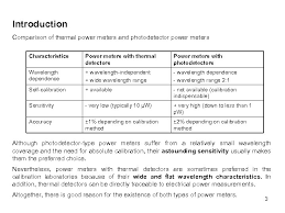 Thus the ideal thermal detector is quite competitive in sensitivity with the ideal photodetector at any wavelength. Chapter Two Optical Power Measurement Contents 1