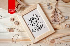 Download Christmas Wooden Frame Mock Up In Packaging Mockups On Yellow Images Creative Store PSD Mockup Templates