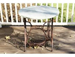 Shop our marble cafe table selection from the world's finest dealers on 1stdibs. Antique Wrought Iron Singer Sewing Machine Base With Round Marble Top Perfect Cafe Table Size 70773 Black Rock Galleries