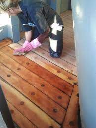 Applying Boiled Linseed Oil To The Sanded Douglas Fir Deck On The Uss Iowa Douglas Fir Council Bluffs Iowa Staining Deck
