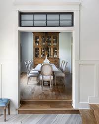 Modern Farmhouse Dining Room Doorway With Transom Window Modern Farmhouse Dining Room Transom Windows French Doors Interior