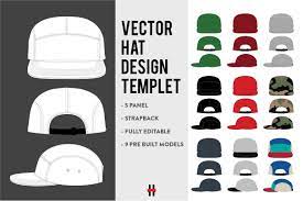 Vector Hat Flats Bundle Pack Dad Hats Panel Hat Hat Design