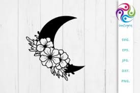 Download Floral Moon Svg Half Moon Floral Crella
