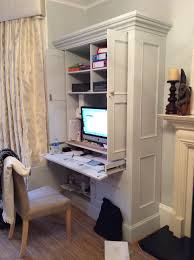 Painted Workstation Pull Out Desk Fold Away Doors Workstation Fitted Furniture Desk Home Office Closet Desk In Living Room Home Office Design