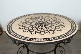 Choose from various styles and materials such as solid acacia, sturdy. Moroccan Outdoor Round Mosaic Tile Dining Table On Iron Base 47 In For Sale At 1stdibs
