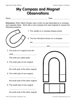 Habitats and adaptations (physical and behavioral adaptations); My Compass And Magnet Observations Printable 2nd 4th Grade Teachervision