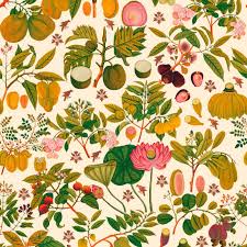 Asian Fruits And Flowers Wallpaper In Light Multi From The Florilegium Floral Wallpaper Wallpaper Fruit Flowers