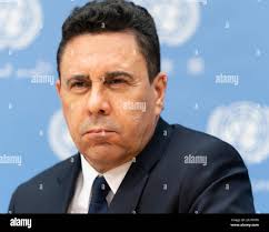 Venezuela United Nations Ambassador Samuel Moncada address the United  Nations Security Council, Wednesday April 10, 2019 at U.N. headquarters.  (AP Photo/Bebeto Matthews Stock Photo