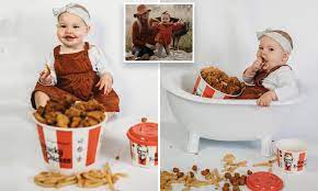 Kayla Frizzell Trolled For Having A Kfc Themed First Birthday Photoshoot For Her Baby Daily Mail Online