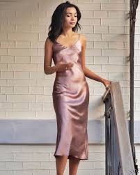 Sally Satin Silk Midi Slip Dress In Baby Pink Silk Slip Dress Pink Satin Dress Satin Slip Dress