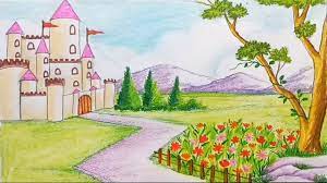 Maybe you would like to learn more about one of these? How To Draw A Scenery Of Flower Garden With Castle Step By Step Youtube