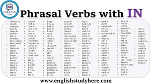 Phrasal Verbs With In In Phrasal Verbs Phrasal Verbs List A
