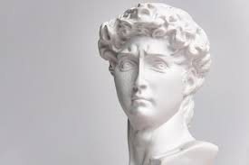Gypsum statue of david's head ai generated image michelangelo's david  statue plaster copy