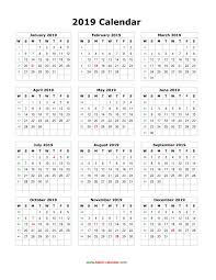 Download Blank Calendar 2019 12 Months On One Page Vertical Get Yearly Calendar Template Printable Yearly Calendar Monthly Calendar Template