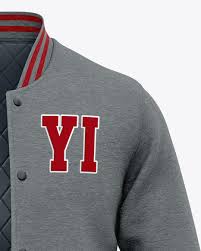 Download Men S Heather Letterman Jacket Or Varsity Jacket Front View In Apparel Mockups On Yellow Images Object Mockups