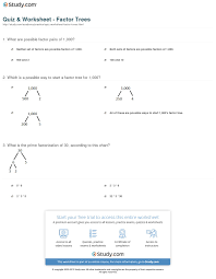 quiz worksheet factor trees study com