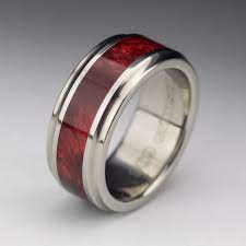 Titanium Wood Tone Burl Mens Wedding Band Crimson Mens Wedding Bands Wedding Ring Bands Wedding Bands