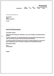 Bei der formulierung des anschreibens selbst, sind sie relativ frei. Danksagung Fur Die Gastfreundschaft At Musterbrief Download