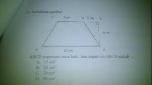Trapesium sama kaki memiliki dua sisi yang sama panjang (kaki trapesium). Abcd Trapesium Sama Kaki Luas Trapesium Abcd Adalah Brainly Co Id