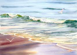 View From Oceanic Water Painting Watercolor Ocean Watercolor Paintings
