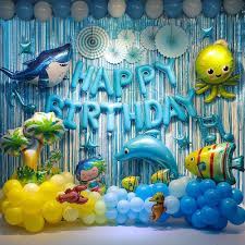 Find woodland animals birthday party decorations, forest party food, a cute woodland critters balloon wall & more! Buy Ocean Theme Party Decoration Set Shark Birthday Party Backdrop Decorations Marine Animals Themed Balloon Birthday Party Supplies Sea Animals Themed Birthday Party Decorations For Kids Boys Girls Baby Shower Online