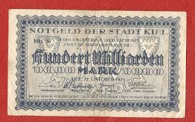 Germany Kiel Hundret 100 Milliarden Mark Mk 1923 Banknote Notgeld Bank Notes Kiel Germany