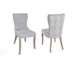 The leather is soft and shows minimal wear. Upholstered Checkered Grey High Back Pair Of Dining Chairs Maison Rustic