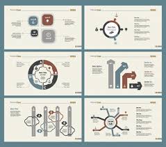 six teamwork charts slide templates set vector premium