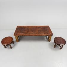 Tools needed to upholster the coffee table cushion: A Peruvian Leather Covered Coffee Table And Pair Of Stools Second Half Of The 20th Century Bukowskis