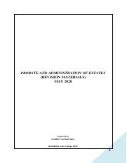 In malaysia, the evolution of the public interest litigation in paragraph 1 schedule for the courts of judicature act 1964 (the provision of remedies for probate and administration law is a convenient expression denoting that area of the law governing the grant of probate or letters of administration. Probate Revision Materials May 2020 Revised Updated Pdf Probate And Administration Of Estates Revision Materials May 2020 Prepared By Surdev Singh Course Hero