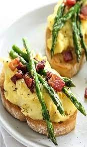 Scrambled Egg And Roasted Asparagus Toasts Toast Recipes Breakfast Brunch Recipes Brunch