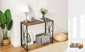 It is frequently used as pier table (which may have legs of any variety), to abut a pier wall. Amazon Com Console Sofa Table For Entryway No Assembly Small Living Room Wall Table For Hallway Folding Tv Entrance Table Industrial Kitchen Bar Table Home Office Computer Desk With Metal X Frame Rustic Brown