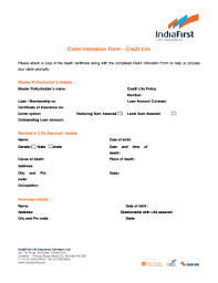 Indexed premium (if applicable in your policy), increases the contribution to your fund to beat inflation and proportionately increases your life cover. Fillable Online Indiafirst Claim Intimation Form Fax Email Print Pdffiller