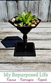 Small Pedestal Succulent Planter Repurposed Planter Thrift Store Decor Thrift Store Crafts