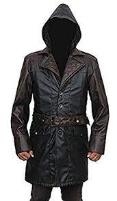 Assassin 39 S Creed Syndicate Jacob Frye Hooded Men 39 S Leather Trench Coat Amazon Co Uk Clothing Leather Trench Coat High Quality Leather Jacket Coat