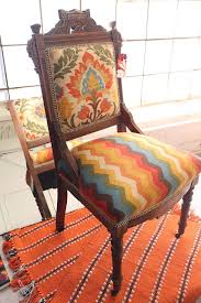 Vintage Antique Eastlake Chair Reupholstered In Southwest Mexican Style Fabric Www Theseateryshop Victorian Chair Eastlake Furniture Reupholster Chair Dining