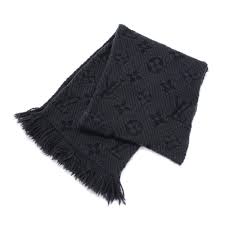Louis vuitton large silk twill checkered scarf in red, white and blue. Louis Vuitton Louis Vuitton Logomania Dark Gray X Black Wool Silk