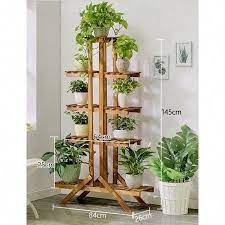 Natural Bamboo Plant Display Stand Solid Wood Potted Flower Storage Rack With 9 Shelves 5 Tier Walmart Plant Stand Indoor House Plants Decor Bamboo Plants