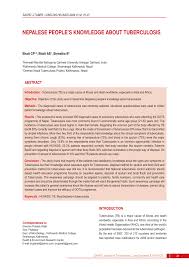 Pdf Nepalese People S Knowledge About Tuberculosis