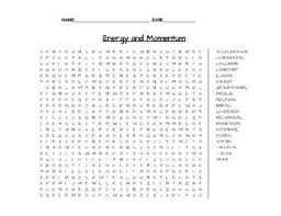 Energy And Momentum Word Search Vocabulary Words Physics Textbook High School Chemistry