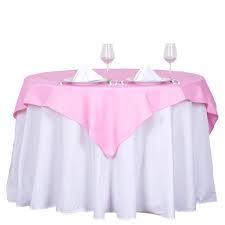 54 Pink Square Polyester Table Overlay In 2020 Table Cloth Table Overlays Wedding Table Overlays