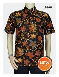 Baju Kemeja Batik Modern Lengan Pendek Untuk Pria Warna Hitam Corak Kuning Kemeja Batik Pria