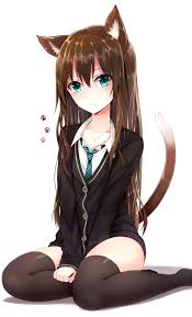 Green haired female anime character illustration, woman in black apron anime. 50 Nekos Ideas Neko Girl Nekomimi Cat Girl