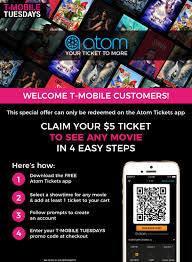 Make it as easy as possible for you to find movies and purchase tickets or at this point, you may be asking yourselves what was wrong with fandango or movietickets.com. T Mobile Tuesdays April 2018 5 Ticket Redemption Atom Your Ticket To More