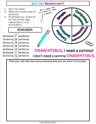 Need A Fun And Quick Way To Review Those Sentence Types All You Need Is This Handout A Pencil And A Paper Clip Types Of Sentences Sentences Writing