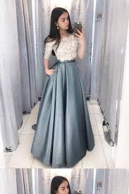 2018 Prom Dresses 2018promdresses Evening Dresses Two Piece Eveningdressestwopiece Cute Even Prom Dresses With Sleeves Elegant Prom Dresses Grey Prom Dress
